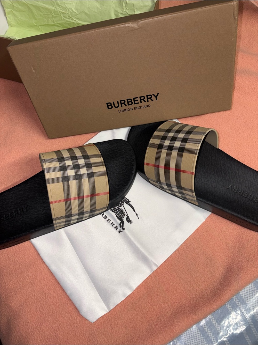Burberry White Logo Dust Bag with Black Equestrian Print